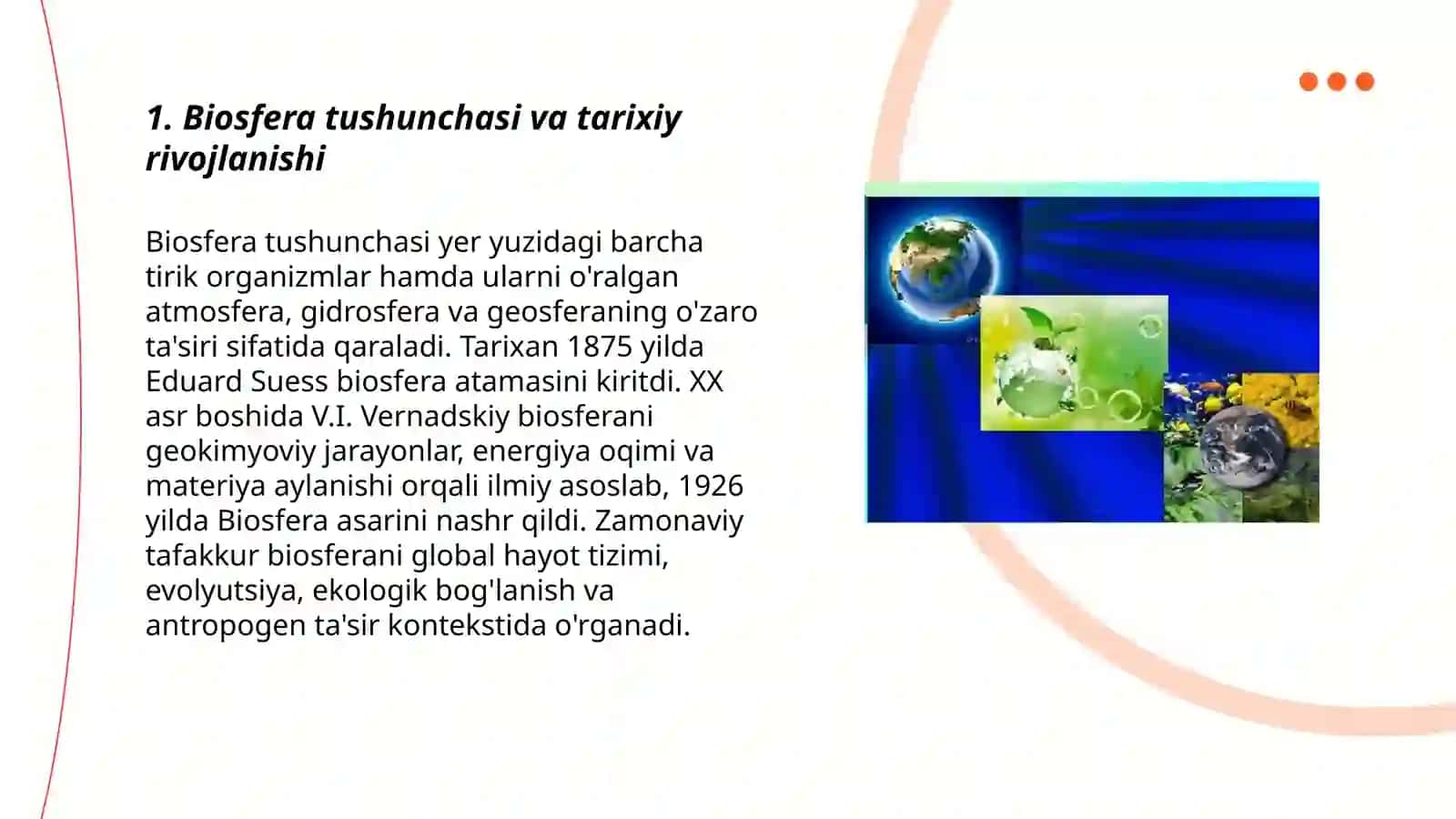Biosferaning global hayot tizimi sifatida zamonaviy tushunchalar 3