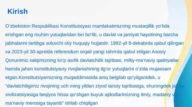 O'zbekiston Respublikasi Konstitutsiyasi 3