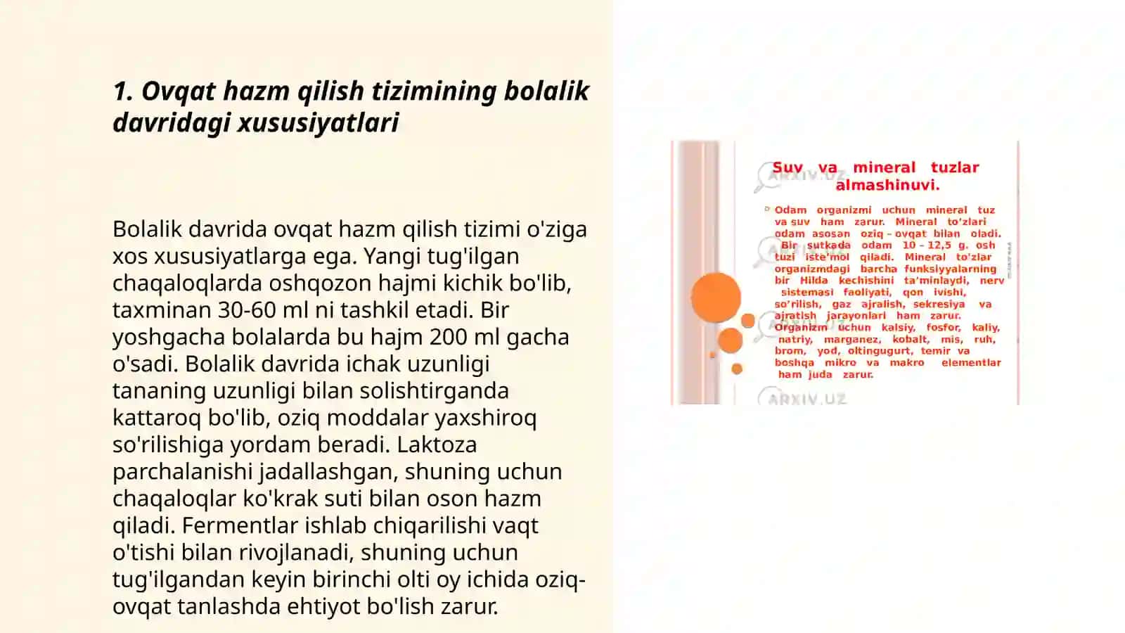 Ovqat hazm qilish tizimining yosh xususiyatlari va ovqatlanish gigiyenasi 3