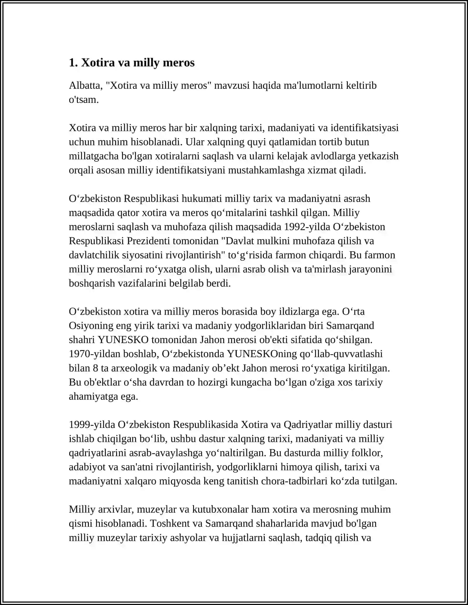Xotira va milliy meros 3