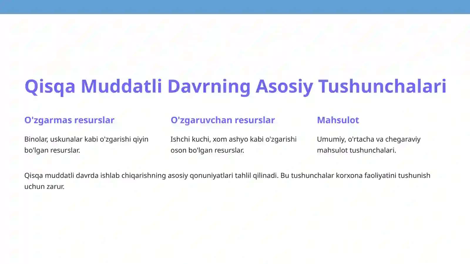 Qisqamuddatli davrda ishlab chiqarishni tanlash 3