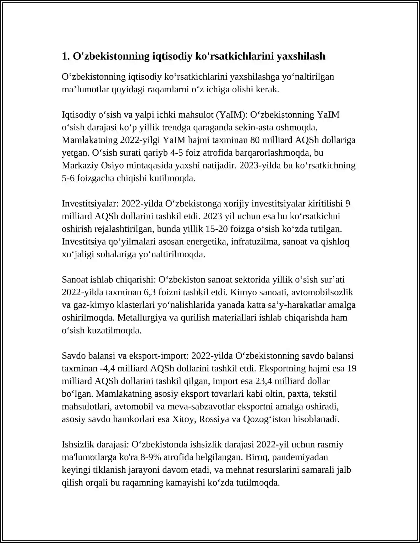 O'ZBEKISTONNING XALQARO REYTINGDAGI KO'RSATKICHLARINI KO'TARISHNING TARIXIY VA SIYOSIY AHAMIYATI 3