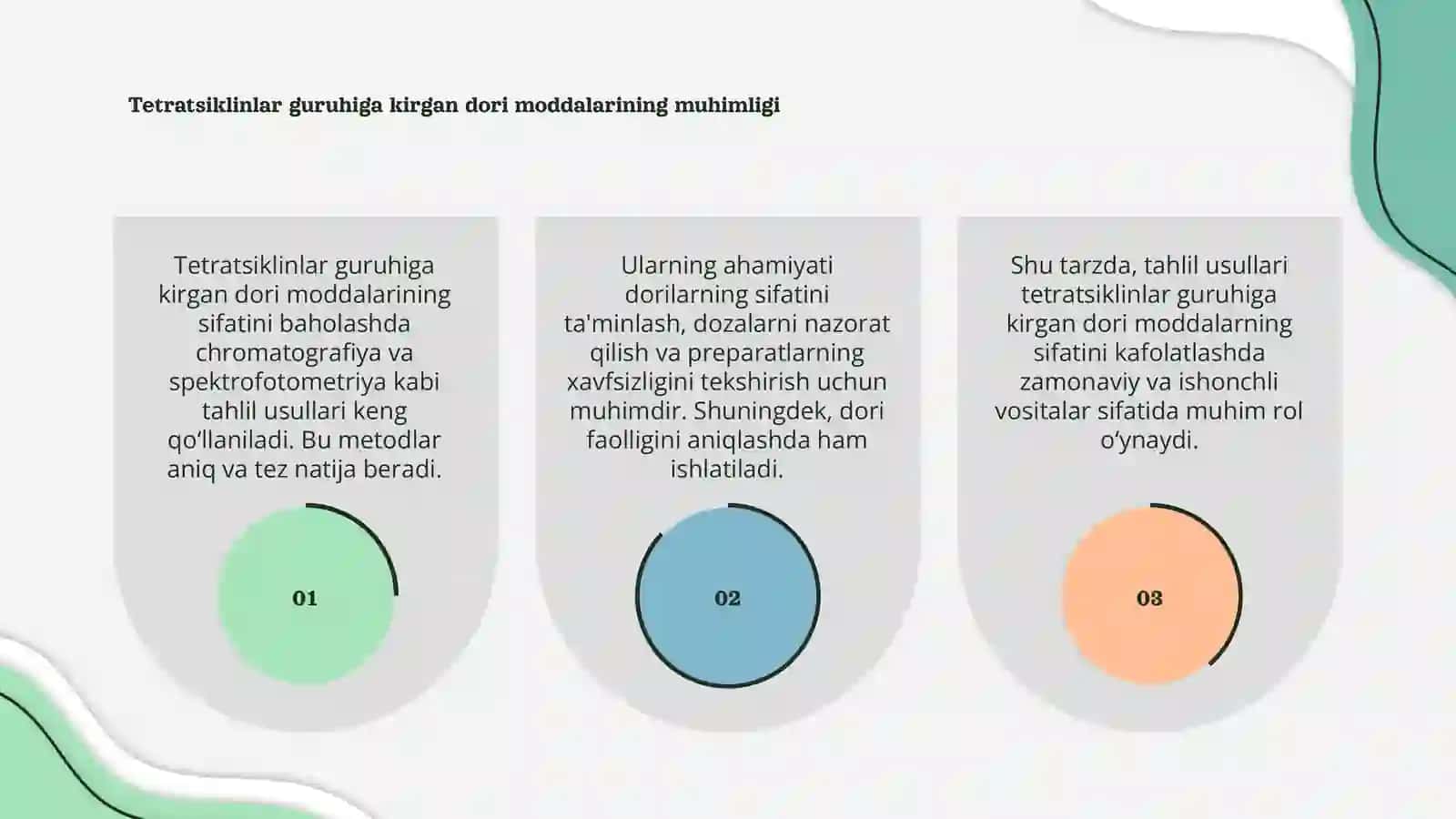 Tetratsiklinlar guruhiga kirgan dori moddalarining sifatini baholashda qo′llaniladigan tahlil usullari 3