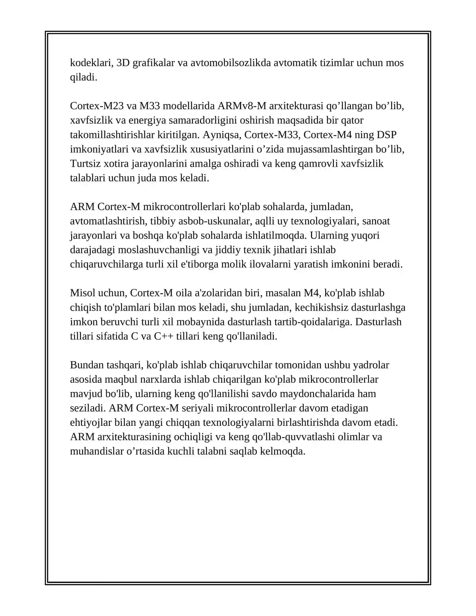 ARM CORTEX-M MIKROKONTROLLERLARI VA ULARNING IMKONIYATLARI 3