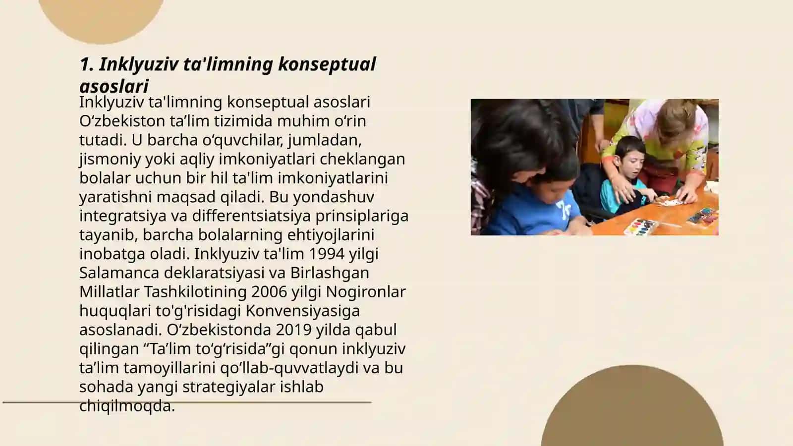 Alohida ta'lim ehtiyojlari bo'lgan shaxslarni inklyuziv ta'lim konsepsiyasining mohiyat va asosiy qoidalari 3