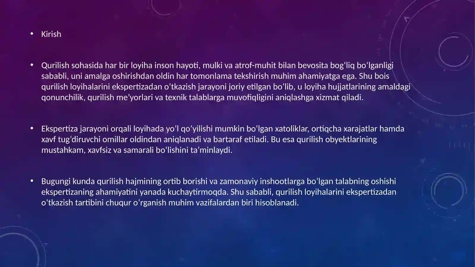 Qurilish sohasidagi me'yoriy hujjatlar tizimi fanidan 3