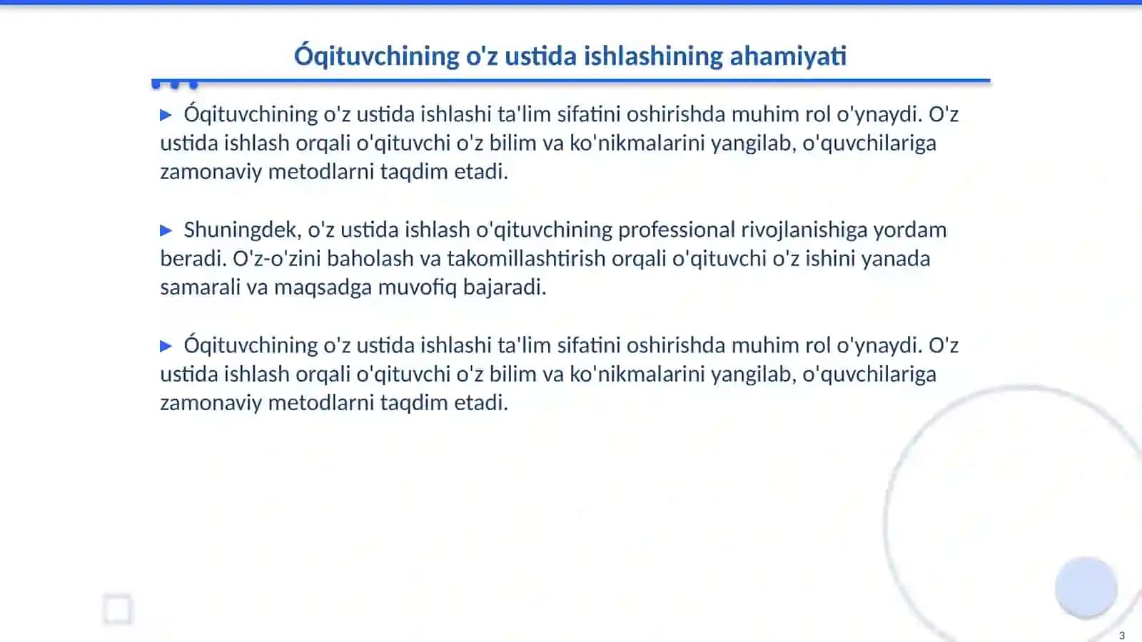 O'z ustida ishlovchi o'qituvchi 3
