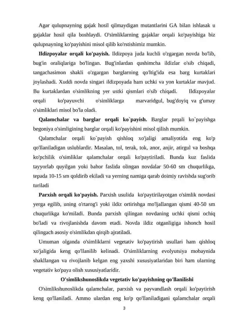O'simliklarning vegetativ ko'payishi, qishloq xo`jaligida ahamiyati 3