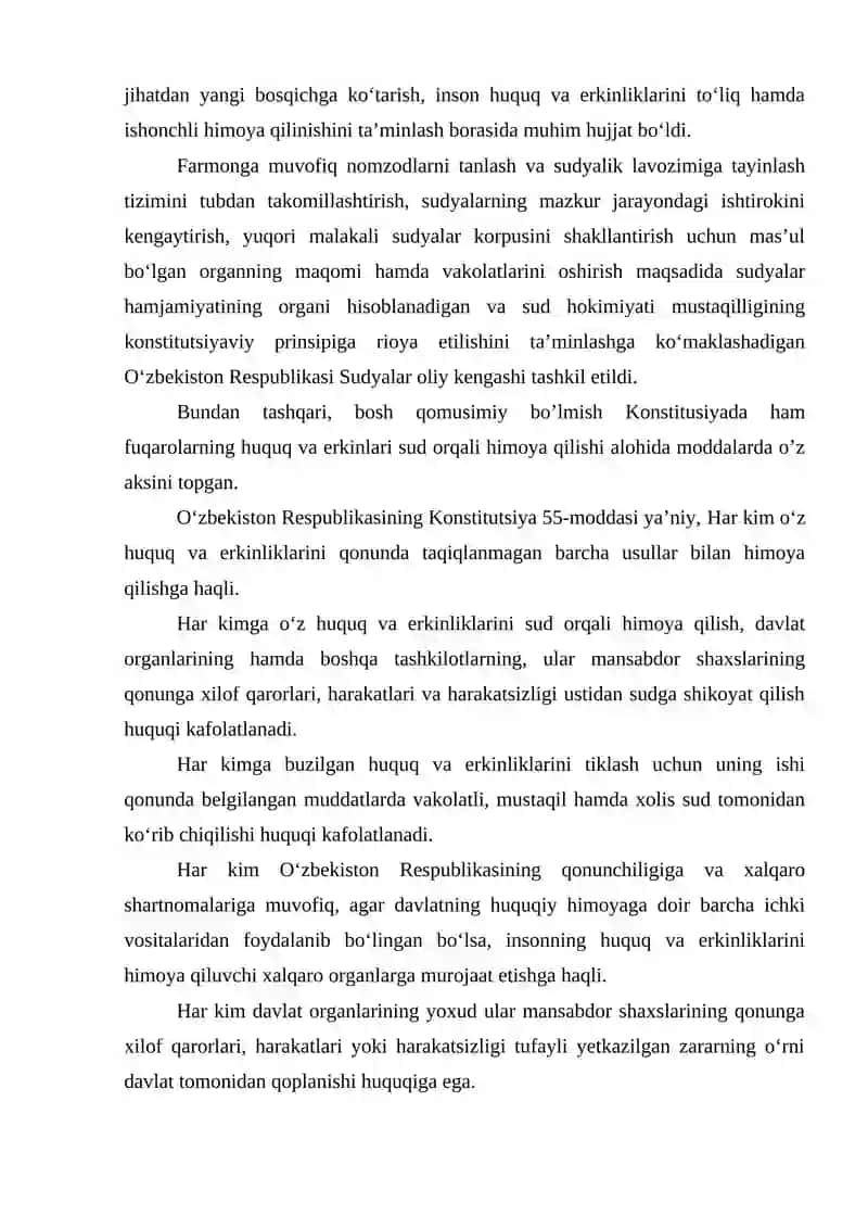 YANGI KONSTITUTSIYADA INSON HUQUQ VA ERKINLARINI HIMOYA QILISHDA SUD TIZIMING O‘RNI 3