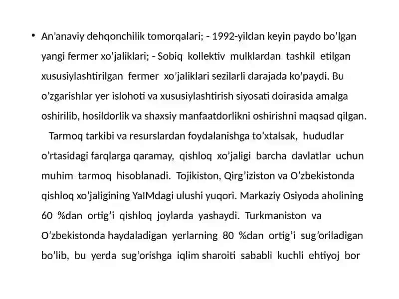 Markaziy Osiyoning qishloq xojaligi 3