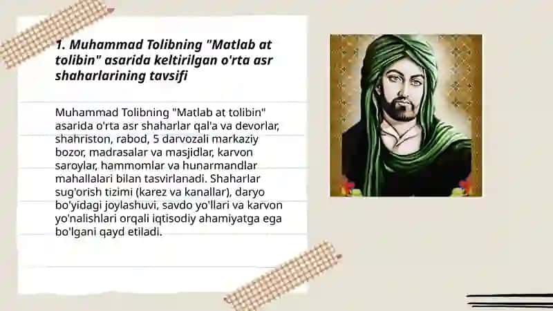 "Matlab at tolibin" asariga keltirilgan tarixiy-geografik malumotlar 3