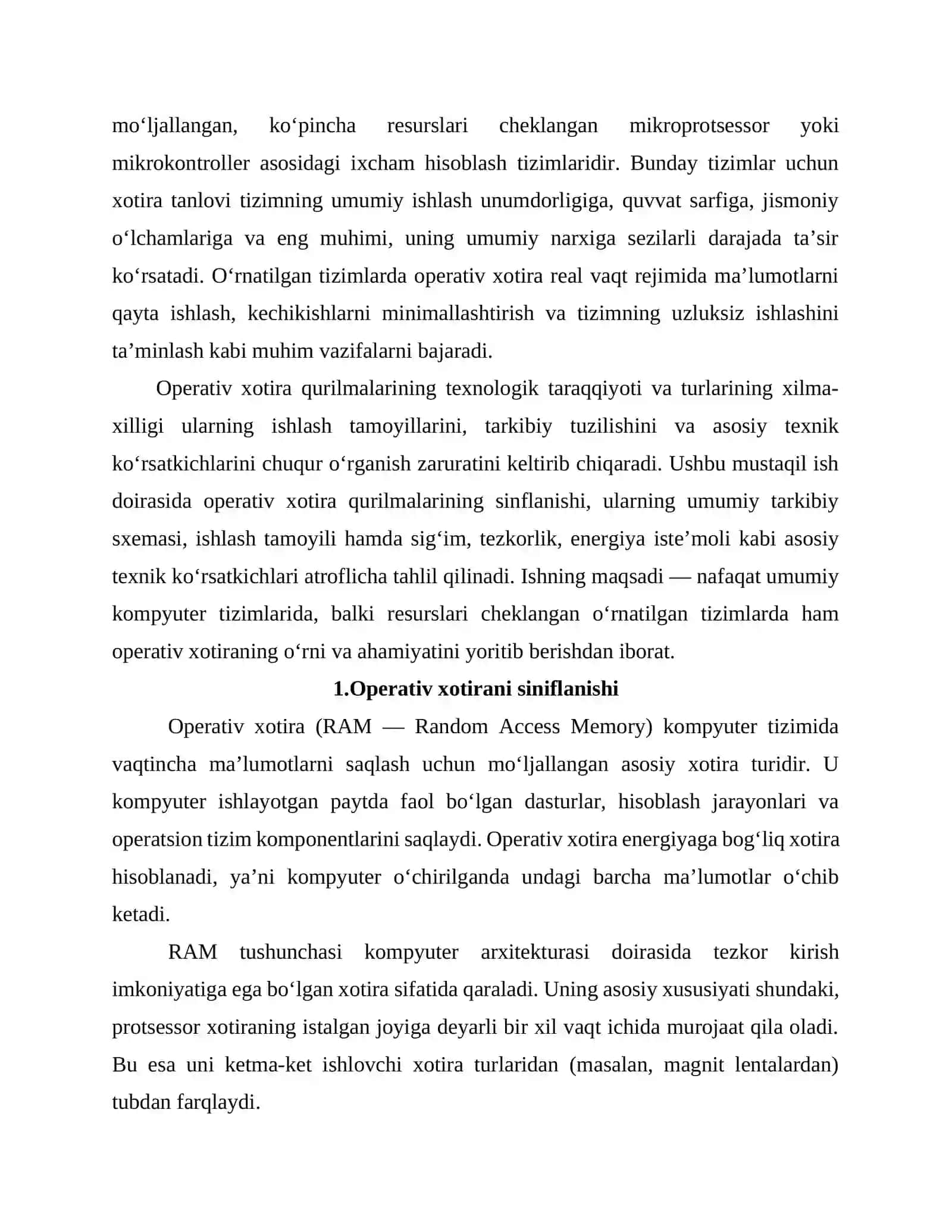 Operativ xotira qurilmalari, tarkibiy sxemasi va texnik ko’rsatgichlari 3