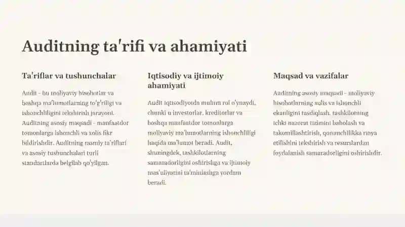 Auditning mohiyati va rivojlanish tarixi 3