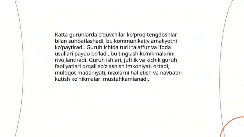 Bolalar soni ko'p guruhlarda chet tilini o'qitishning afzalliklari va kamchiliklari 3