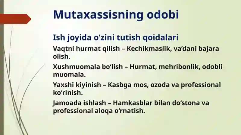 Mutaxassisning odobi va nutqi 3
