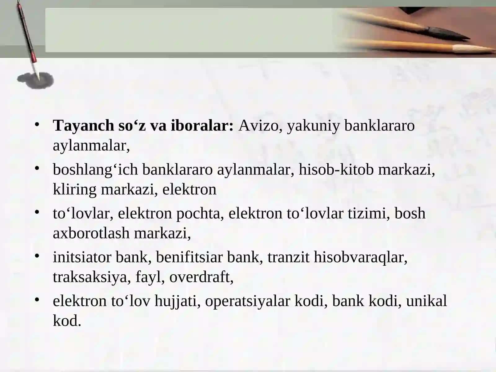 Banklararo hisob-kitoblar hisobi 3