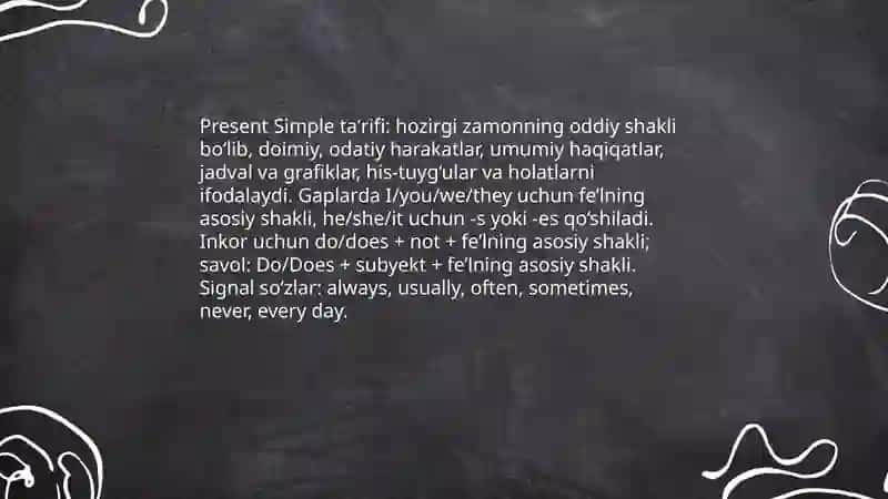 Present Simple taʼrifi 3