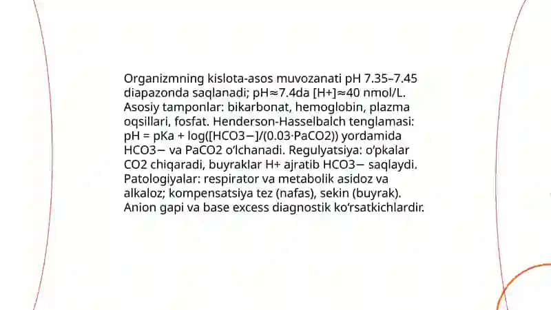 Kislota-asos xolati patofiziologiyasi 3