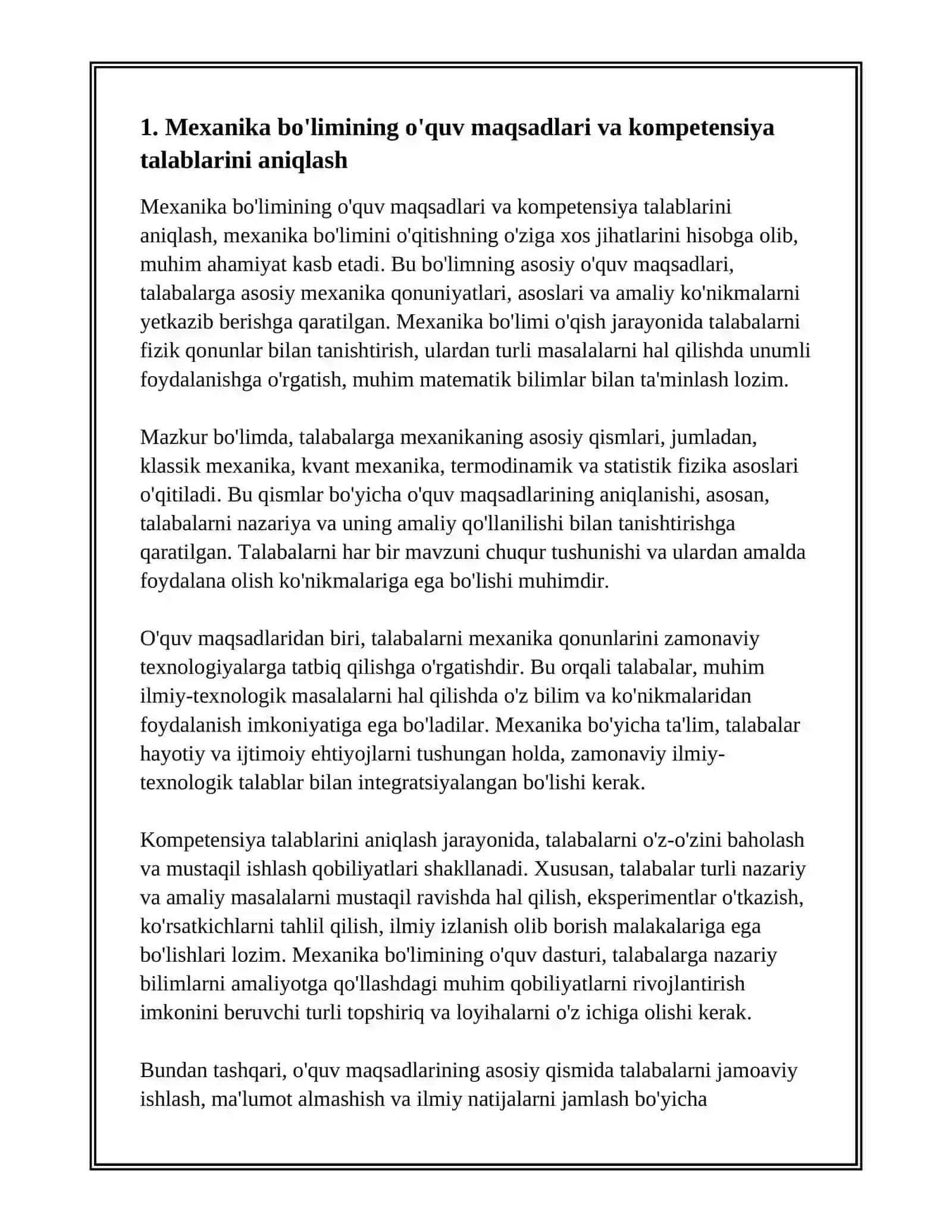 MEXANIKA BO'LIMINI O'QITISHNING O'ZIGA XOS JIHATLARI VA TUTGAN O'RNI 3