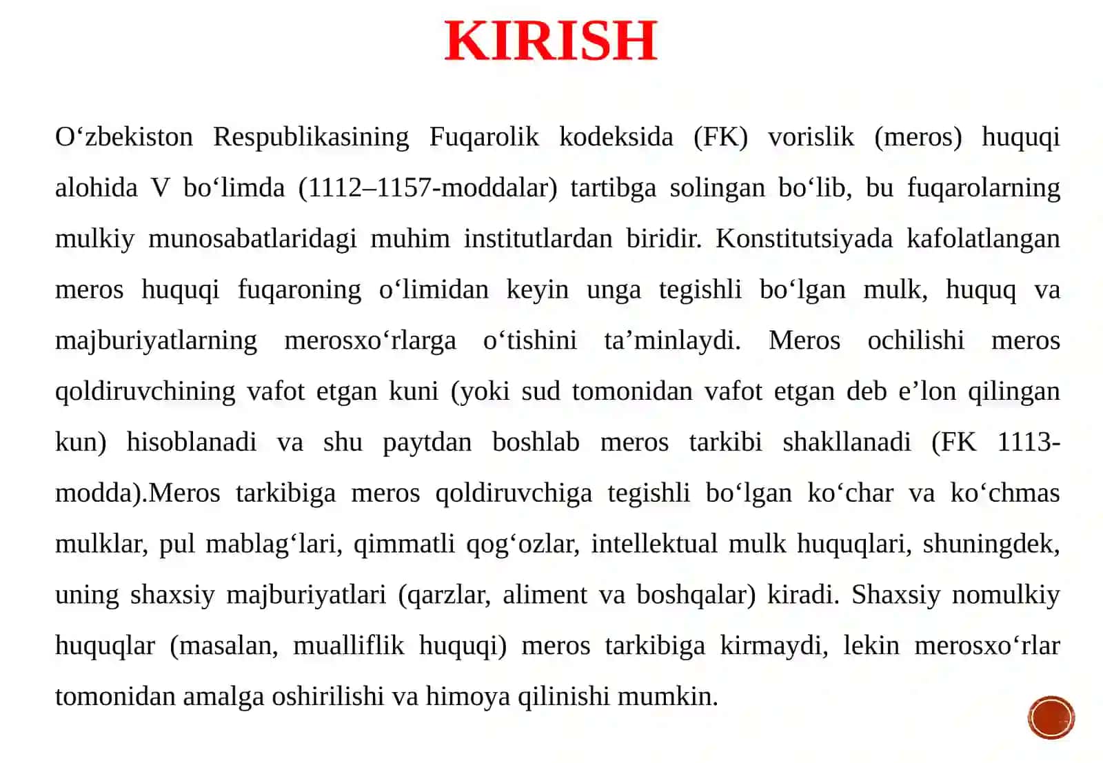 Merosni qabul qilish tartibi va merosxo‘rlarning javobgarligi 3