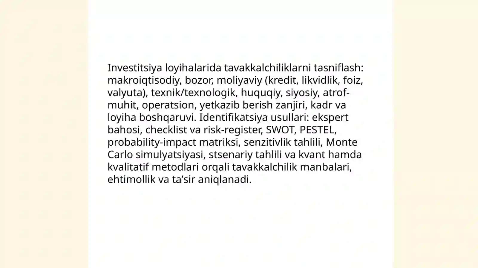 Investitsiya loyihalarini amalga oshirishda tavakkalchilikni sug'urtalash 3