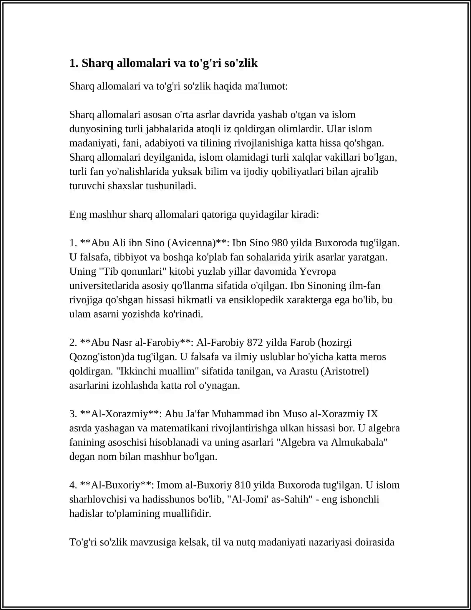 TO'G'RI SO'ZLIK SHARQ ALLOMALARINING ANNIQ ILMIY MEROSI SIFATIDA 3