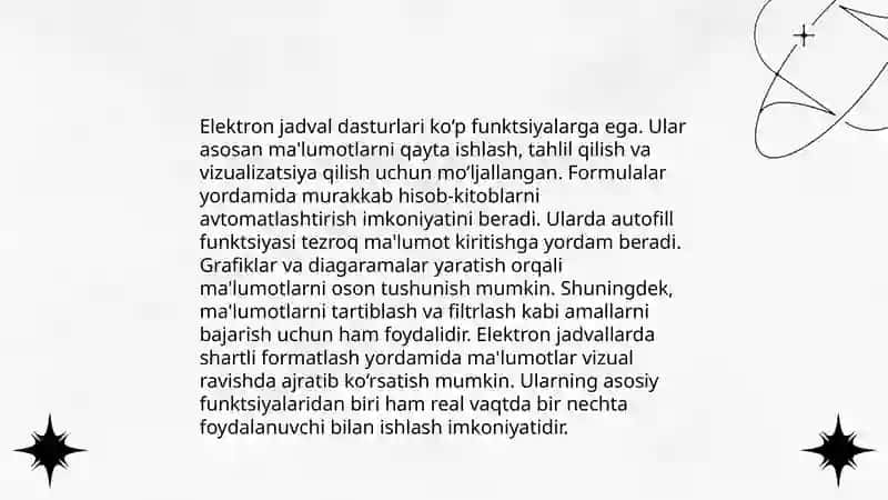 Iqtisodiy axborotni qayta ishlash uchun elektron jadval muharrirlaridan foydalanish 3