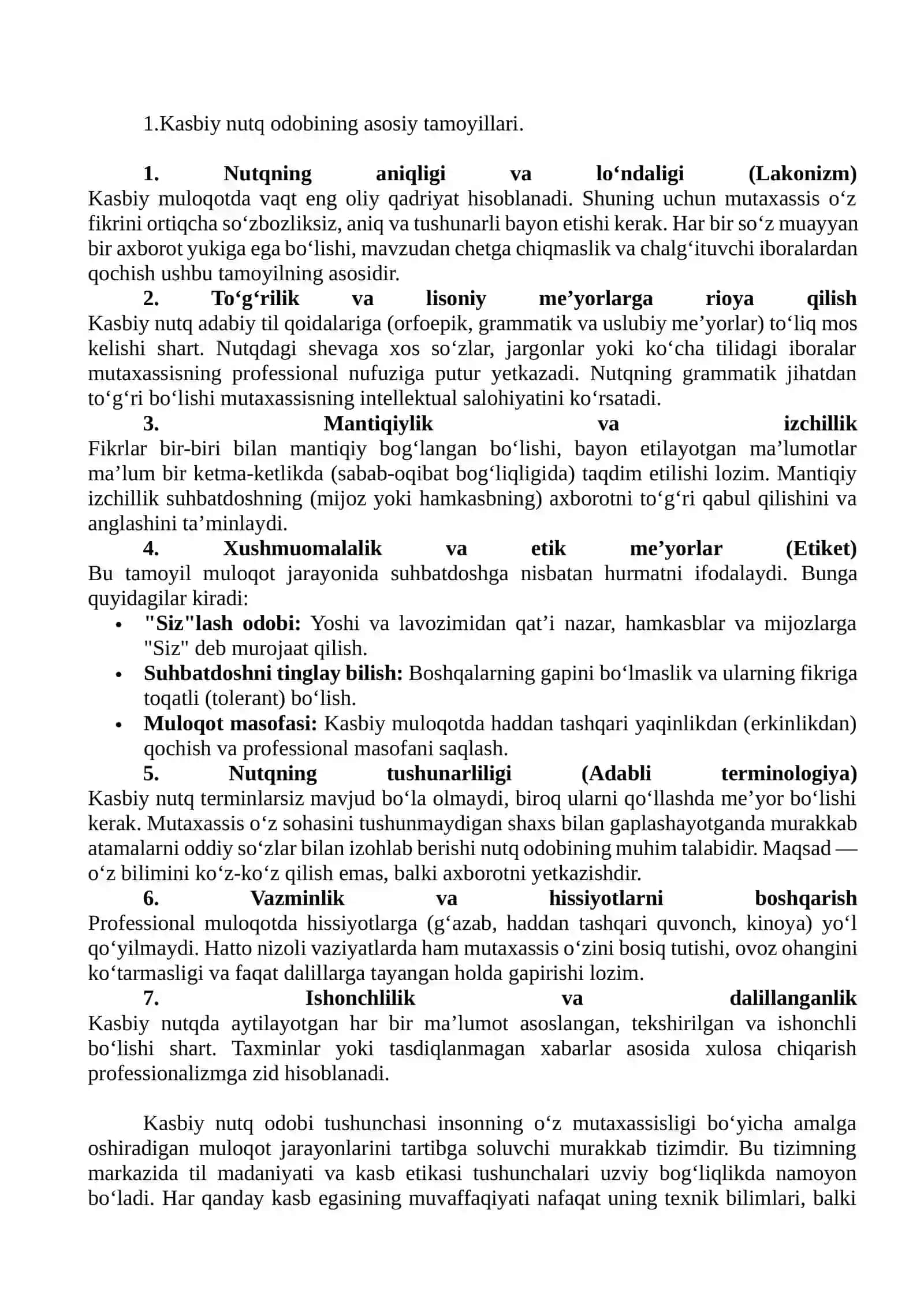 KASBIY NUTQ ODOBI SOHAGA OID NUTQNING OʻZIGA XOSLIKLARI 3
