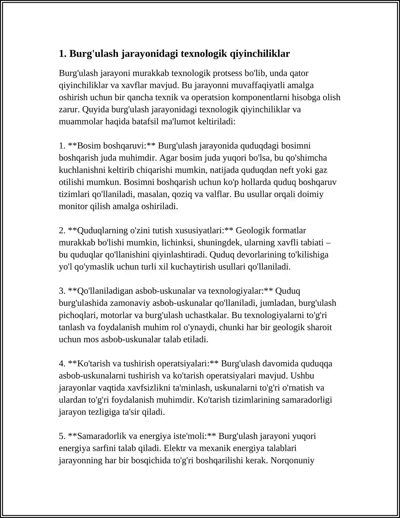 PORTLOVCHI SKVAJINALARNI BURĞILASHDA YUZAGA KELADIGAN MUAMMOLAR 3