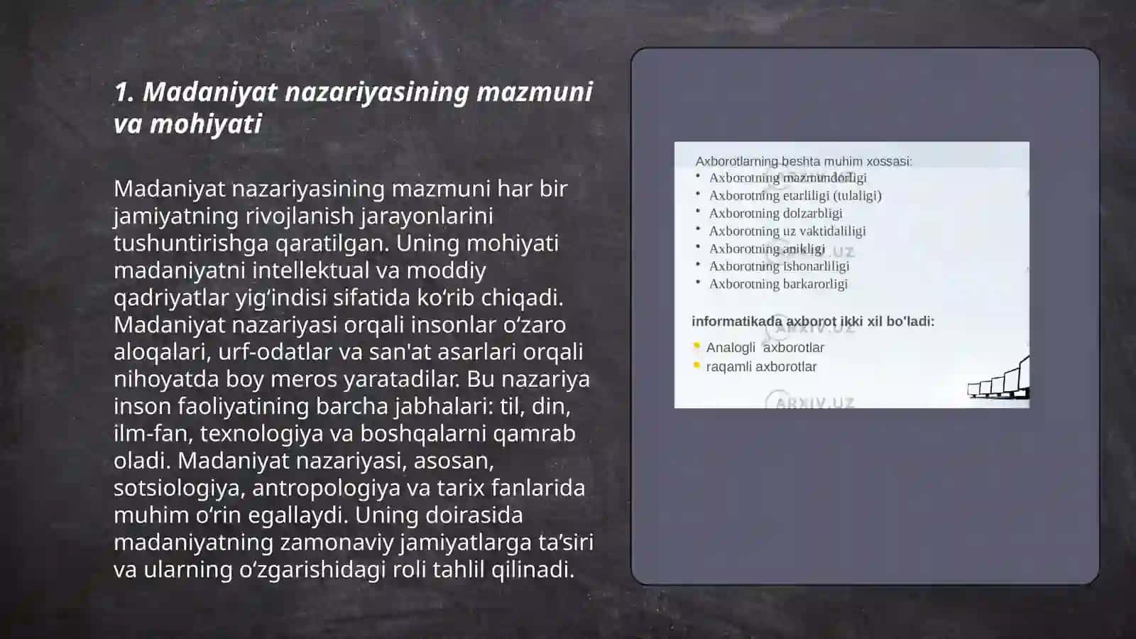 Madaniyat nazaryasi fanining predmeti va vazifalari 3