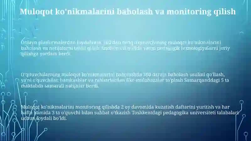 Pedagogik faoliyatini tashkil etishda muloqotga kirishishini rivojlantirish 3