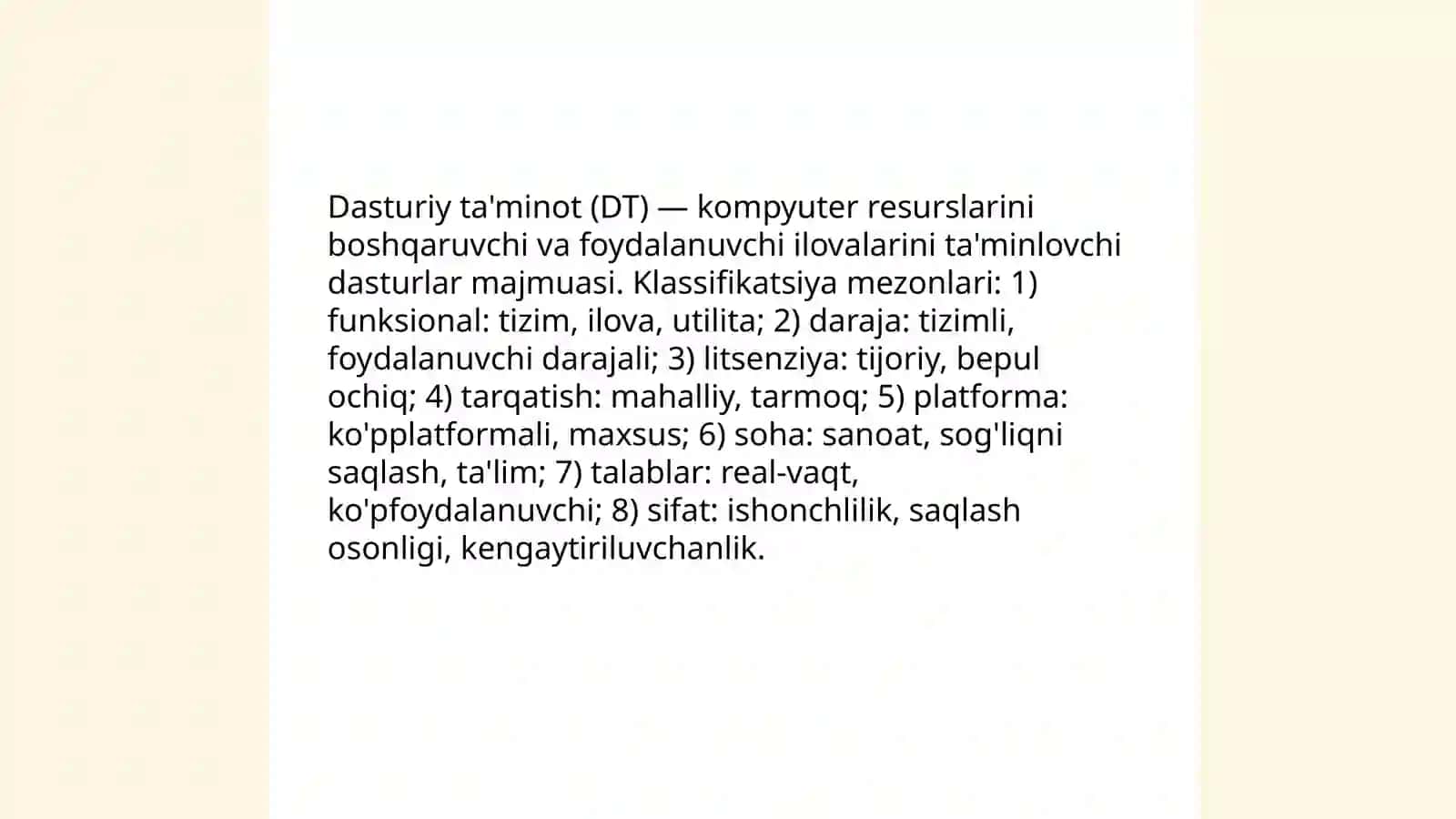 Dasturiy ta'minot klassifikatsiyasi 3