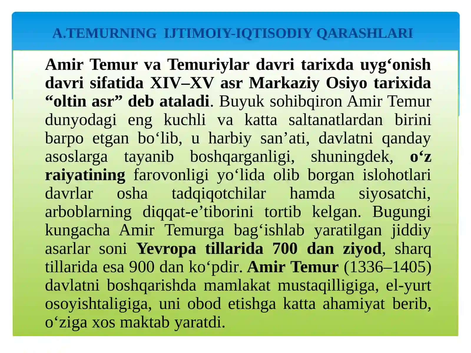 AMIR TEMUR VA TEMURIYLARDAVRIDAQIQTISODIYG‘OYALAR VA IQTISODIY SIYOSAT 3
