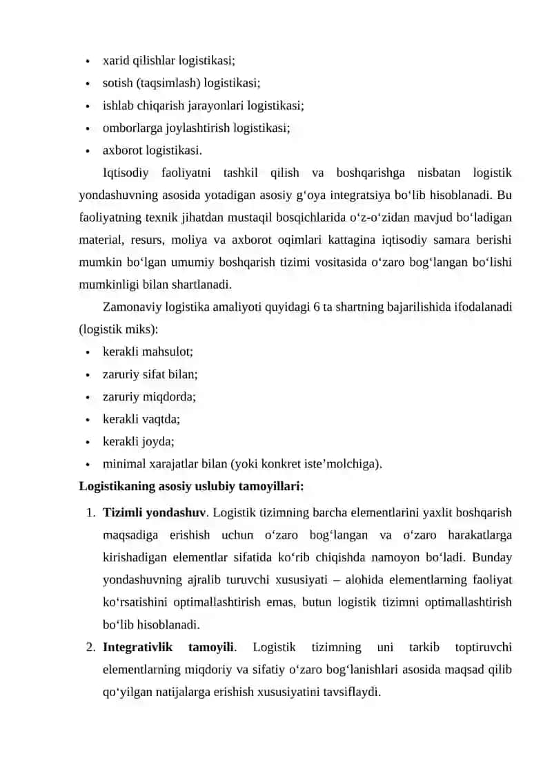 XALQARO LOGISTIK XIZMATLAR TIZIMI VA UNING RIVOJLANISH YO’NALISHLARI 3