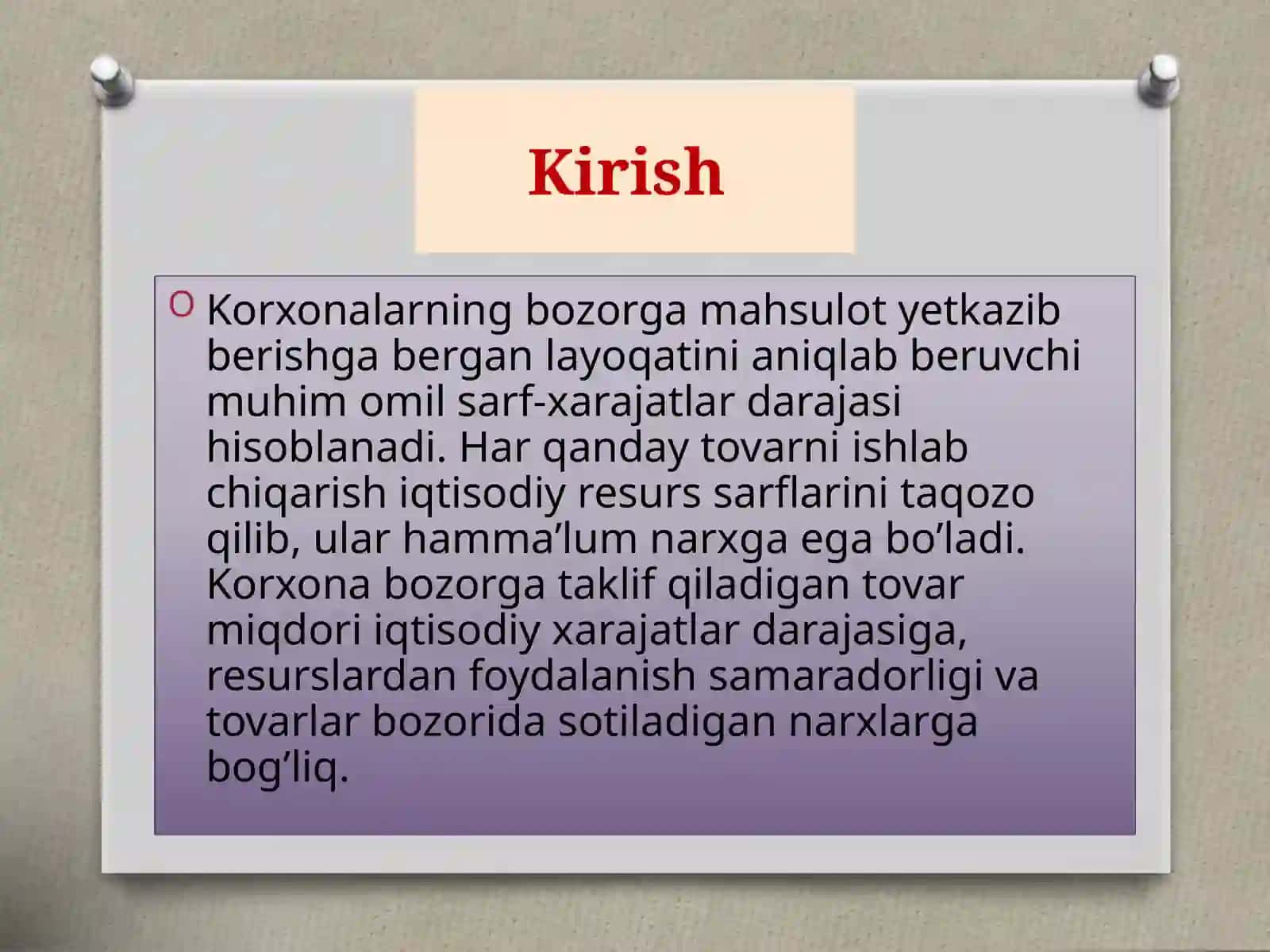 Korxona xarajatlari va foydasi 3