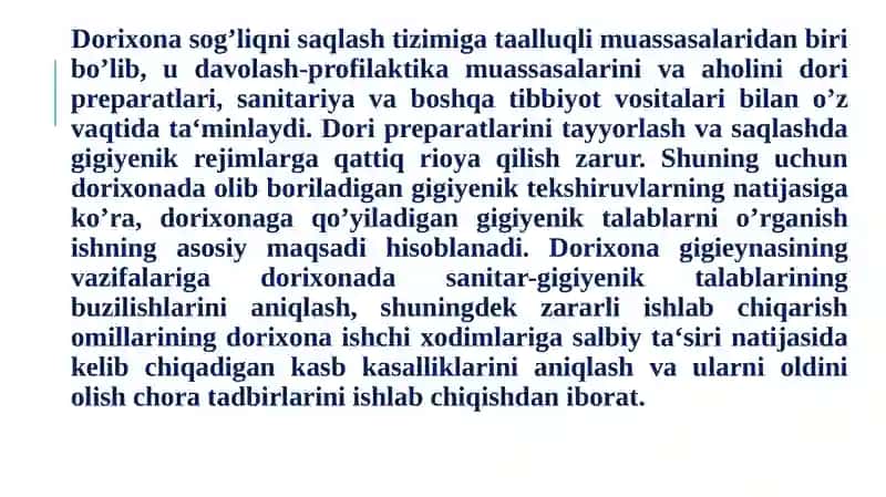 Dorixonalarni loyihalashtirishga qo’yiladigan gigiyenik talablar 3