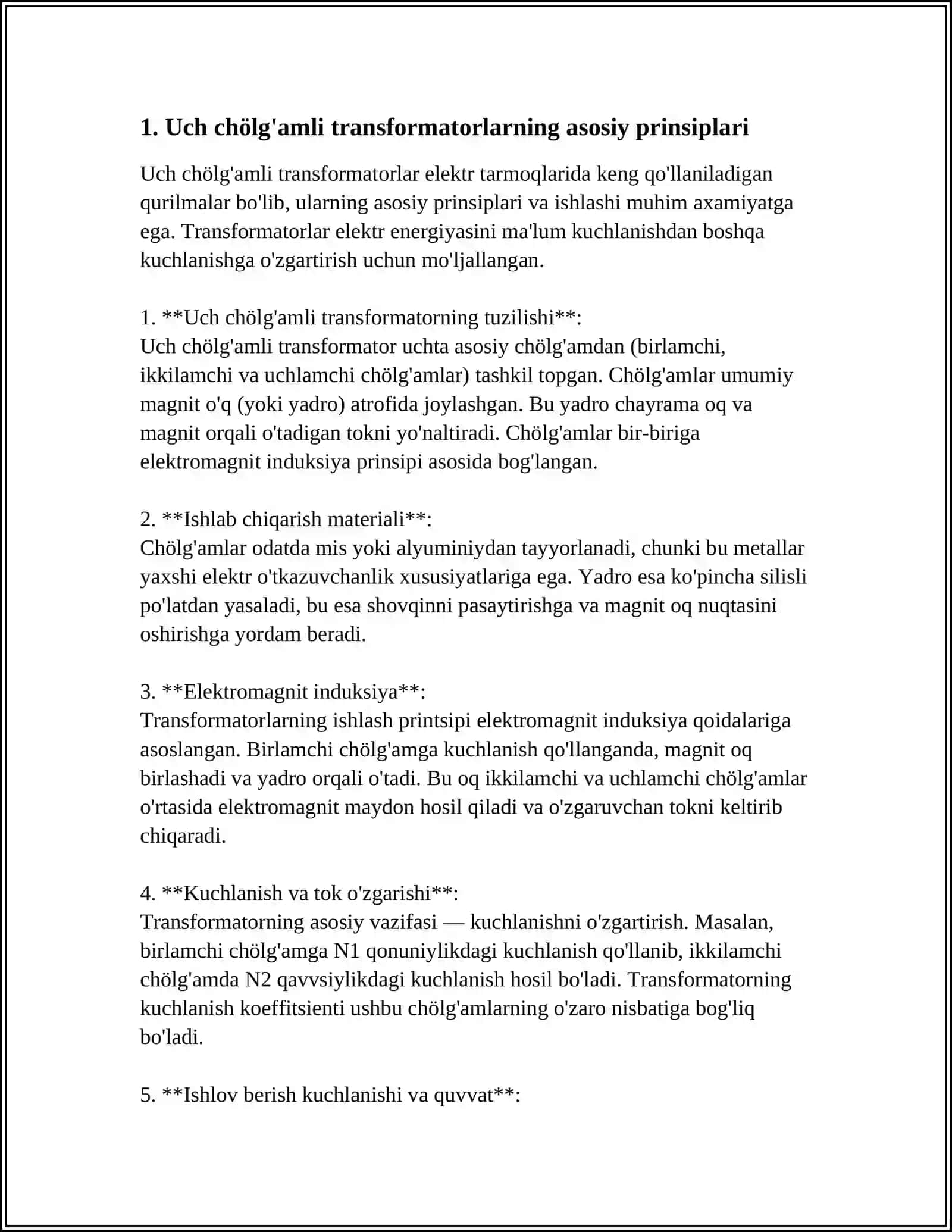 UCH CHO'LG'AMLI TRANSFORMATIRLAR AVTOTRANSTIRMATIRLAR 3