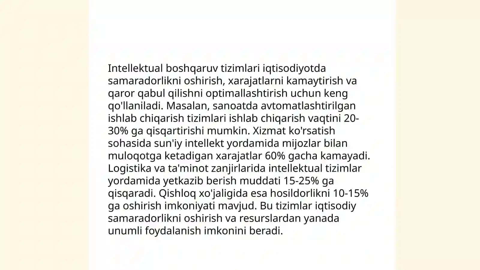 Intellektual boshqaruv tizimlarini iqtisodiyot yonalishida qollash istiqbollari 3