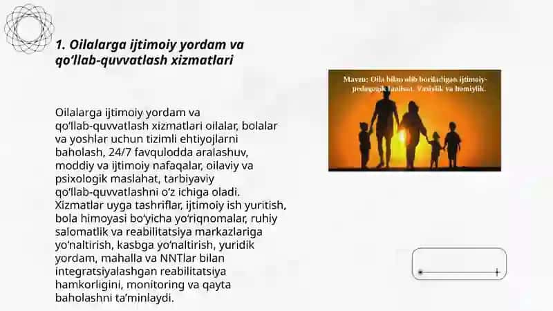 Oilalarga ijtimoiy yordam va qo‘llab‑quvvatlash xizmatlari 3