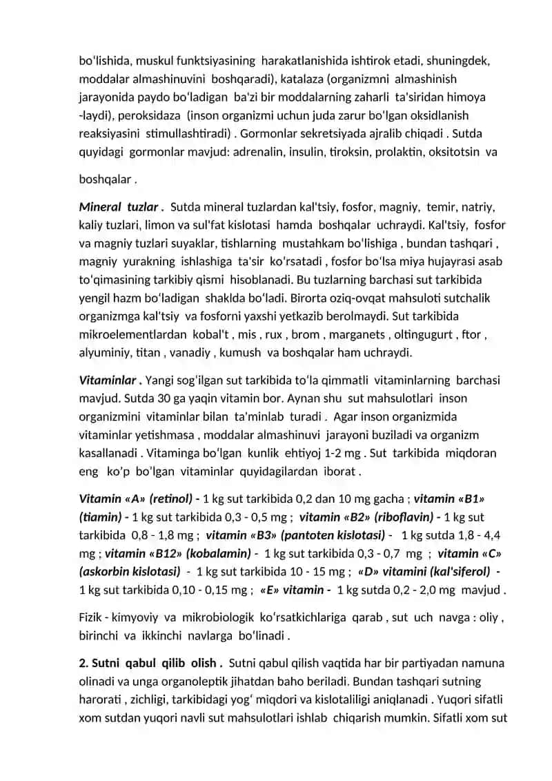 Turli qishloq xo’jalik mollari sutini birlamchi qayta ishlash jarayoni 3