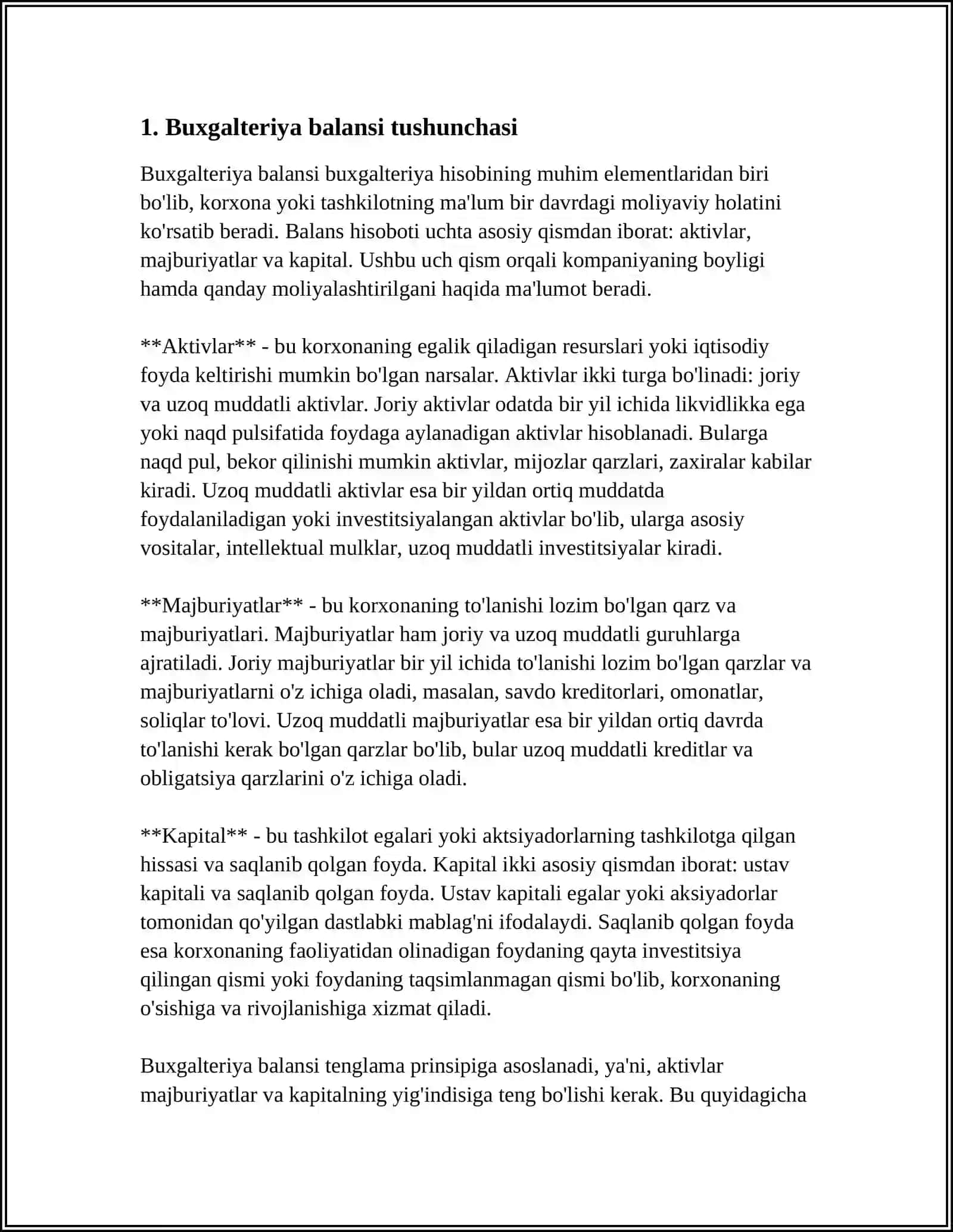 BUGALTERIYA BALANSI UNING TUZILISHI VA TURLARI 3