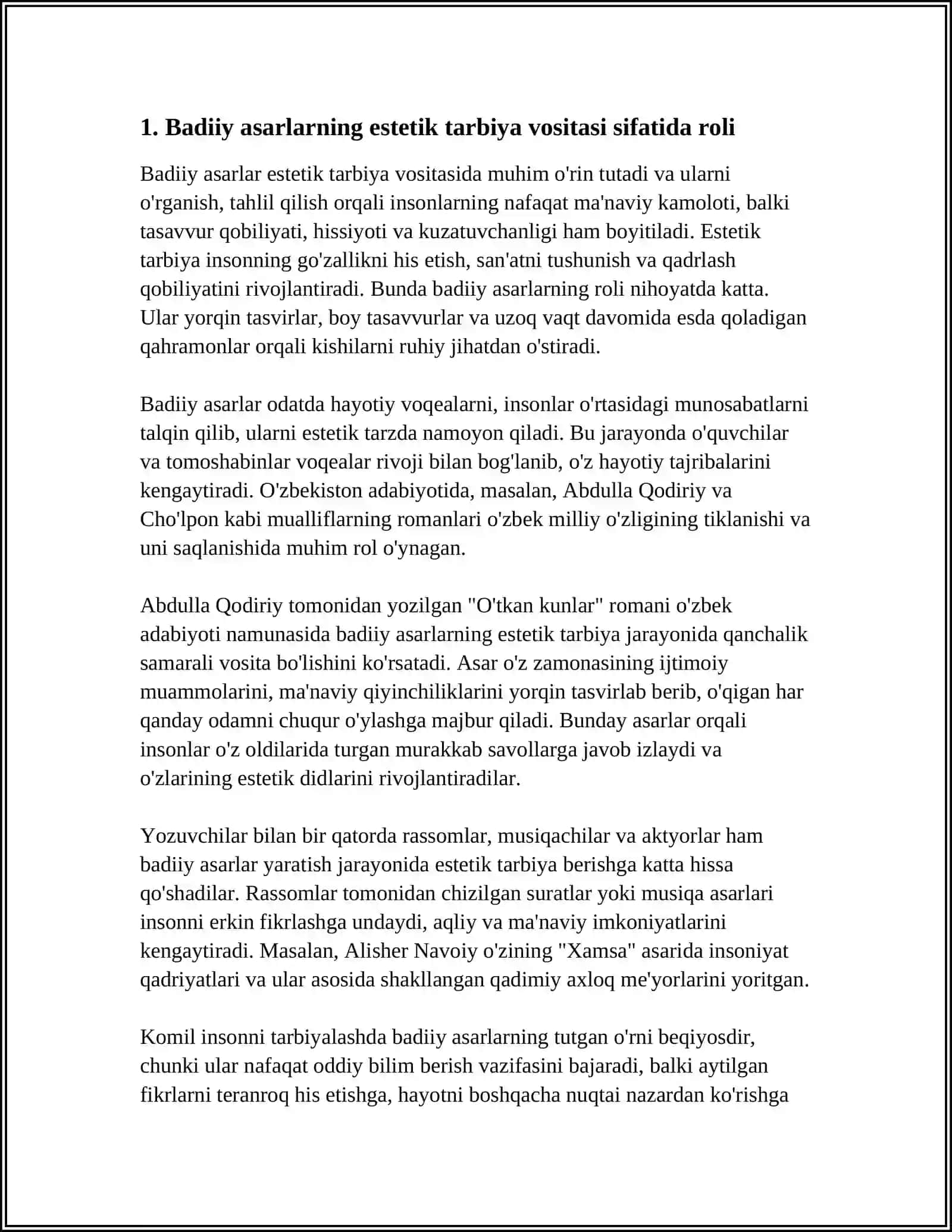 "DUNYONI ESTETIK IDROK ETISHDA BADIIY ASARLARNING AHAMIYATI” 3