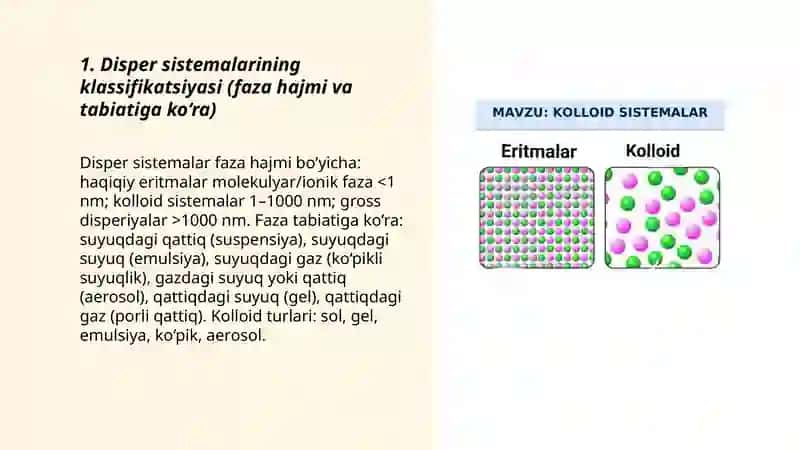 Disper sistemalar. Kolloid eritmalar. Elektrodializ apparati 3
