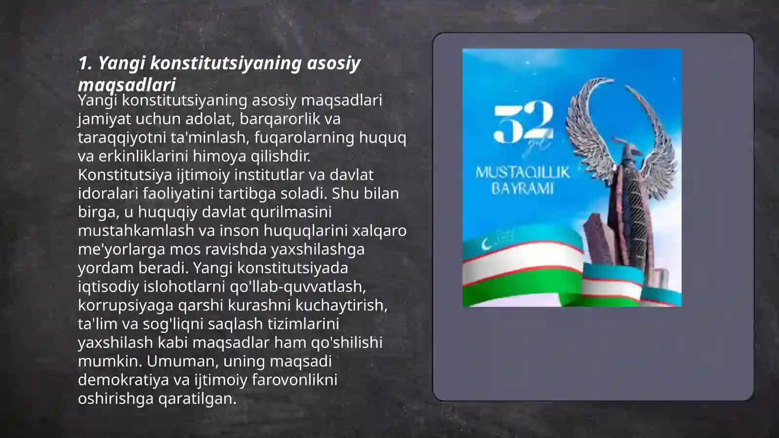 Yangi konstitutsiyaning asosiy maqsadlari 3