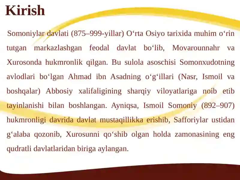 Somoniylar davlat boshqaruvivaislohotlar 3