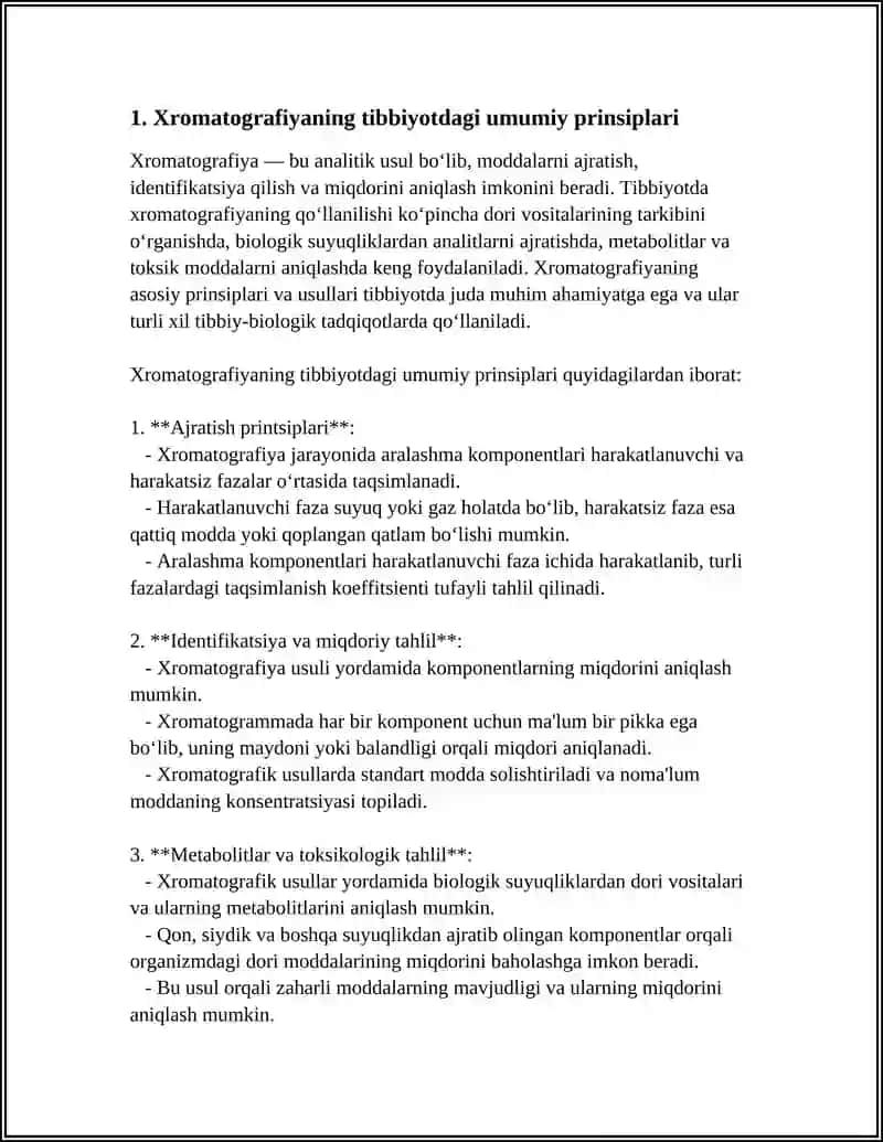 XROMOTOGARAFIYANING TIBBIYOTDA QOʻLLANISHI 3