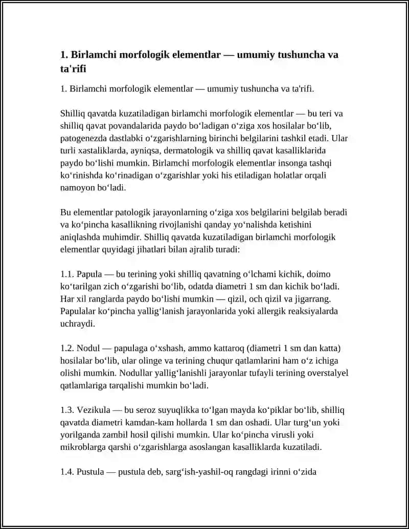 SHILLIQ QAVATDA KUZATILADIGAN BIRLAMCHI MORFOLOGIK ELEMENTLAR: TURLARI VA KLINIK AHAMIYATI 3