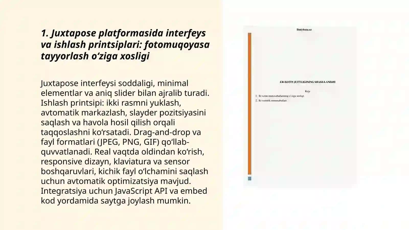 Juxtapose platformasida fotomuqoyasa tayyorlash oʻziga xosligi 3