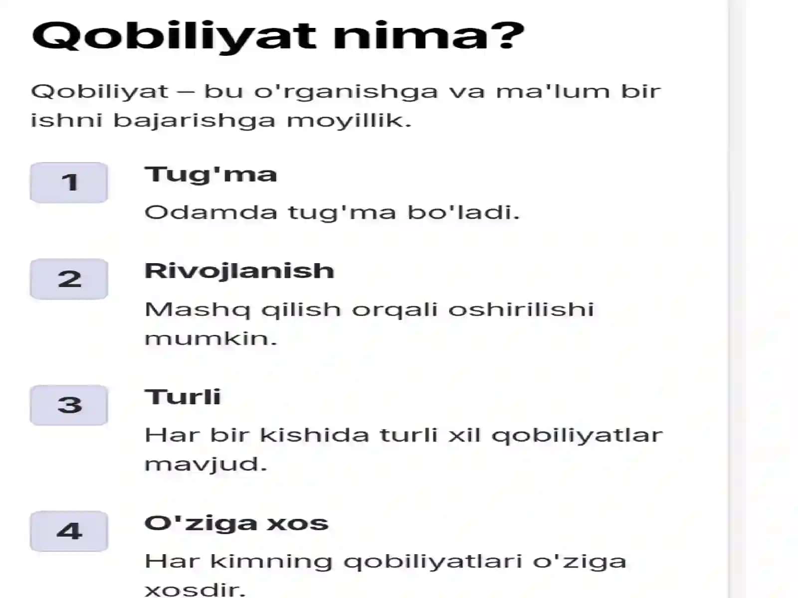 Qobiliyat, iqtidor, iste'dod 3