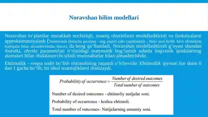 Noravshanmodellarni ifodalash 3